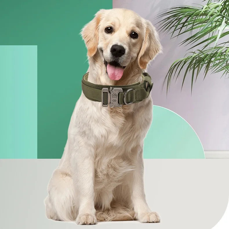Strong Military Training Tactical Dog Collar with Control Handle and Heavy Quick-Release Metal Buckle for Medium Large Breed Dog